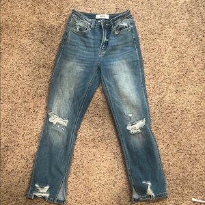 Stylish Blue Ripped Women's Jeans